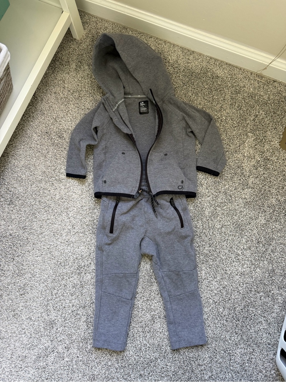 GAP Kids' Gray Hooded Jogger Set - Zip Jacket & Drawstring Pants